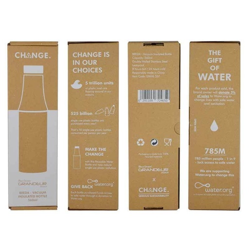 R- BREDA - CHANGE Collection Recycled Insulated Water Bottle - Blue