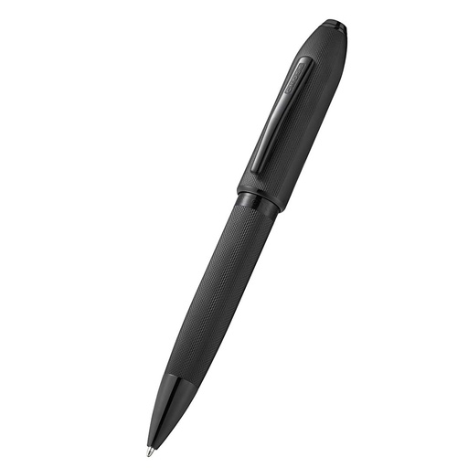 Peerless™ Polished Black PVD Engraved Diamond Pattern with Black PVD Appointments and Swarovski Crystal Ballpoint Pen with Blue Ink