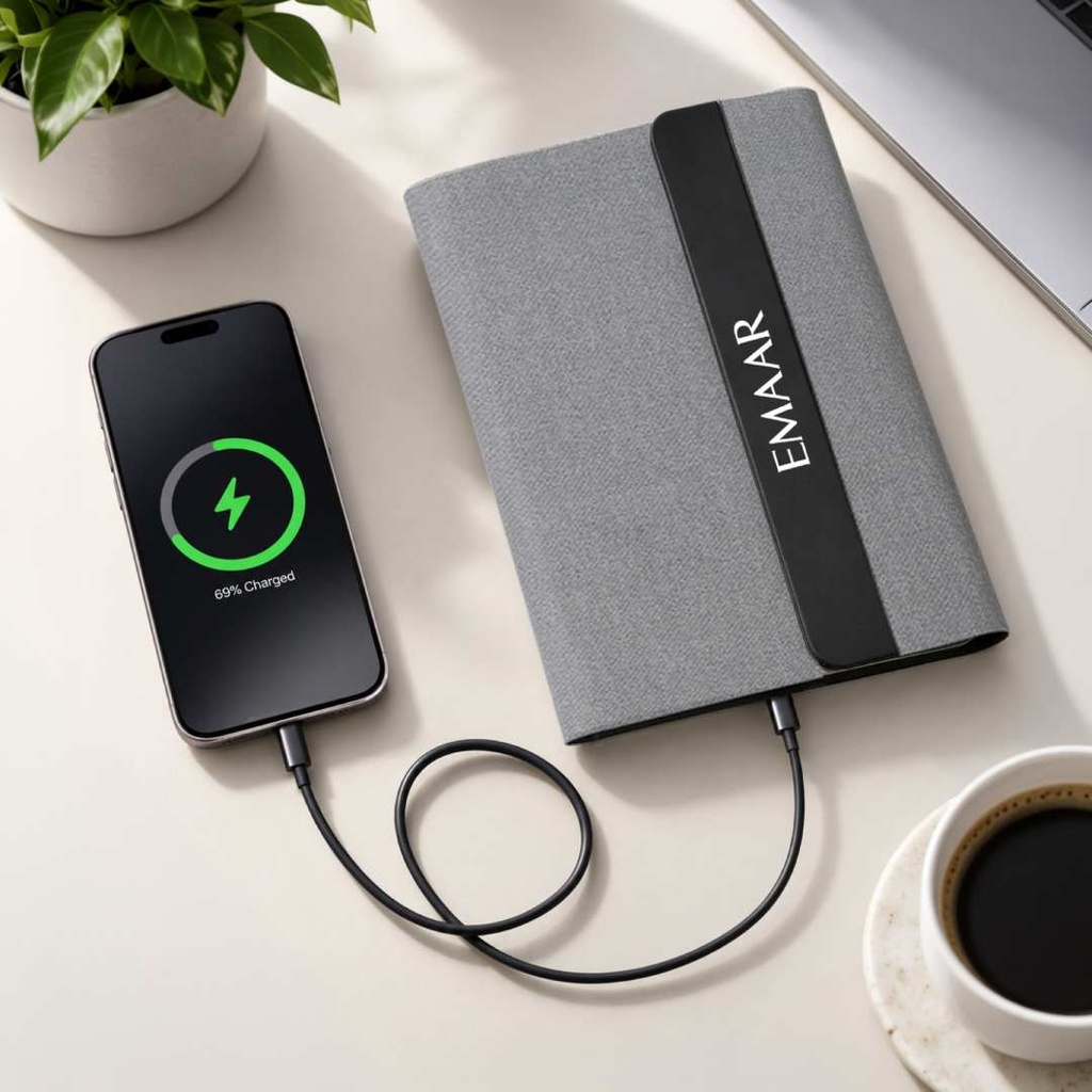 BERGMUND - Santhome 10000mAh Magnetic 15W Magsafe Wireless Power Bank Folder - Grey