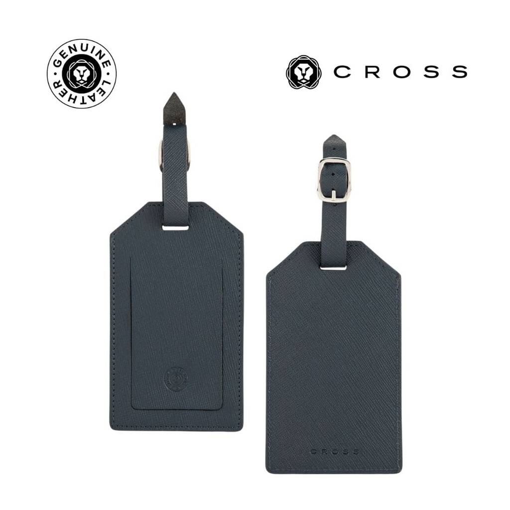 CROSS Saffiano Leather Luggage Label - Navy Blue