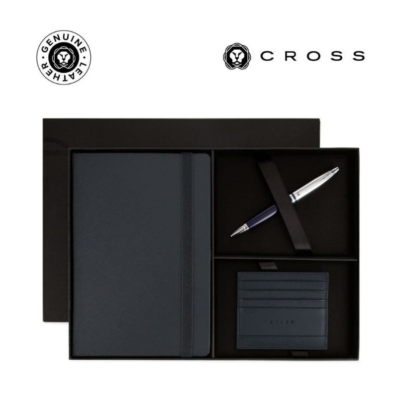 Cross Calais™ Ballpoint Pen with Notebook and Cardholder Gift Set - Blue