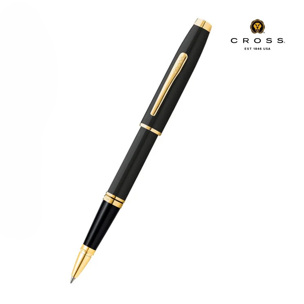 Coventry Classic Black Lacquer with Gold Tone Appointments Rollerball Pen (Blue Ink) 