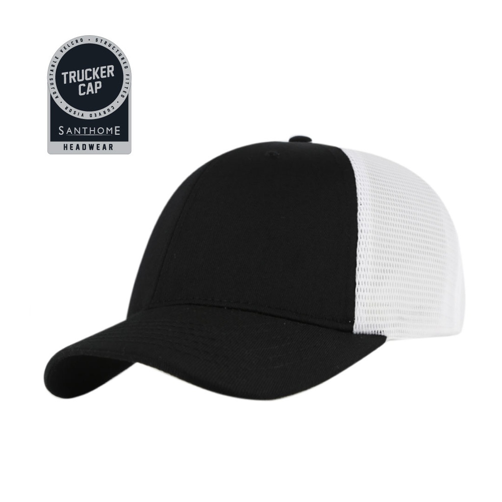 SWIFT - Santhome 6 Panel Trucker Cap - Black / White