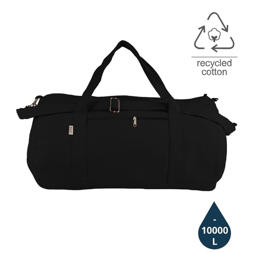 [DBEN 433] PUEBLA - GRS-certified Recycled Cotton Duffel / Gym Bag - Black