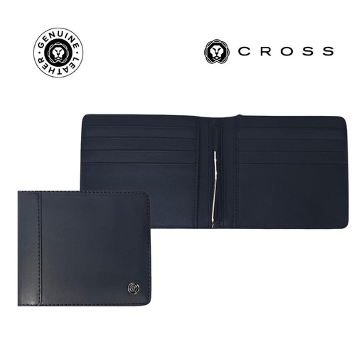 [LACR 2028] CROSS Leather Clip Wallet - Navy